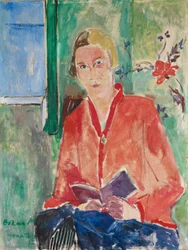 Lectrice en veste rouge